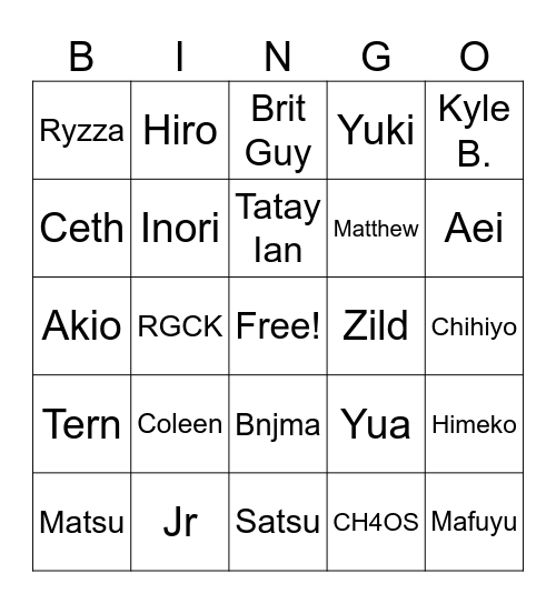 maismf bingo Card