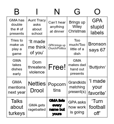 Christmas Bingo Card