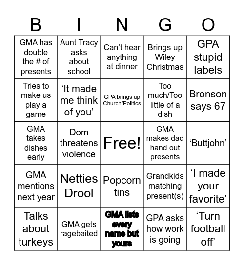 Christmas Bingo Card