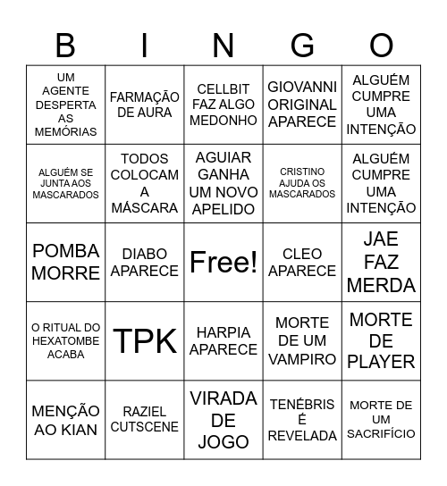 BINGO HEXATOMBE Bingo Card