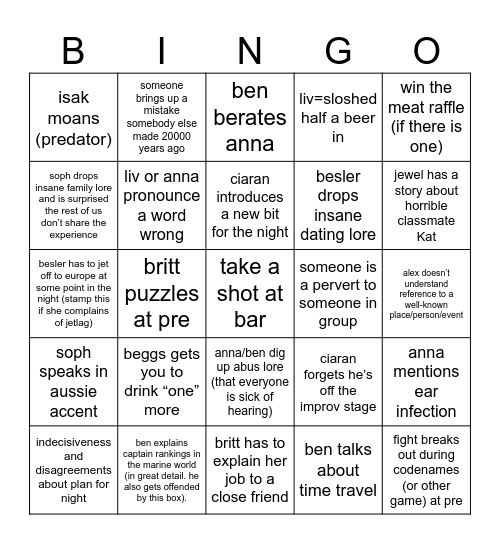 no expats edition Bingo Card