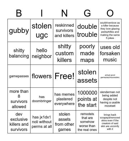 forsaken clone bingo! Bingo Card