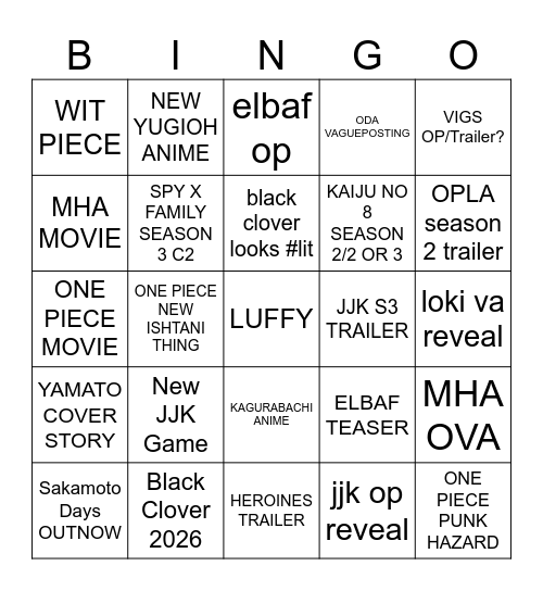 Untitled Bingo Card