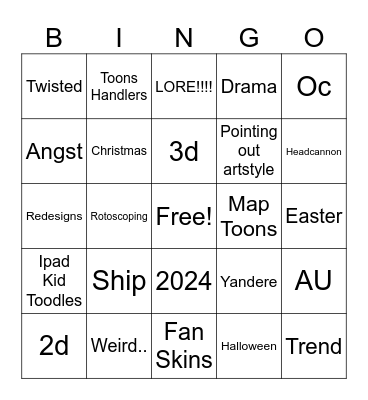 Dandys World Tiktok Bingo! Bingo Card