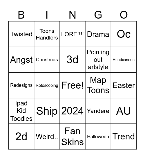 Dandys World Tiktok Bingo! Bingo Card