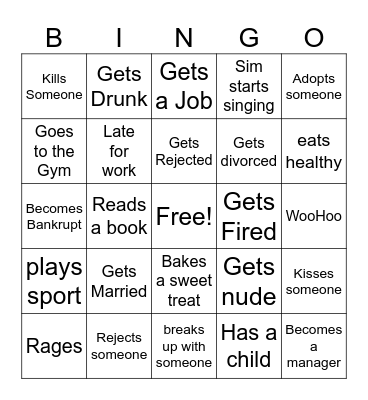 Caseoh Sims 4 Bingo Card
