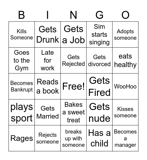Caseoh Sims 4 Bingo Card