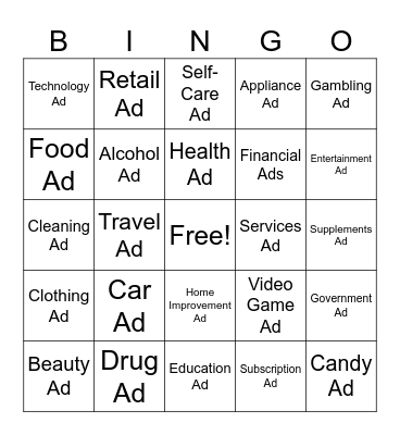 Ad Bingo Card