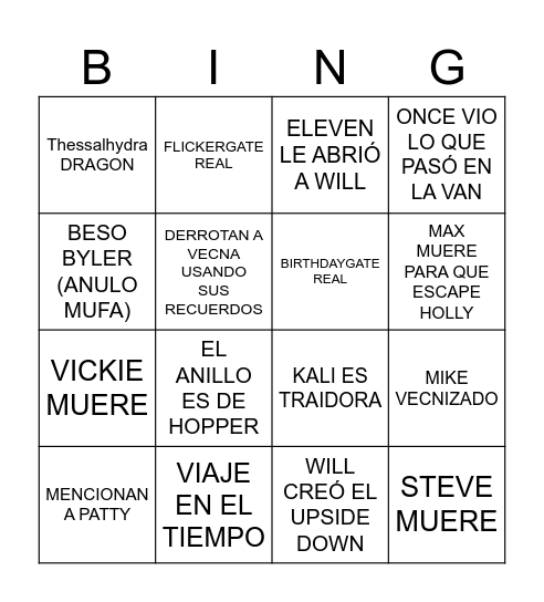 S5 Bingo Card