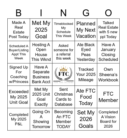 FTC Bingo! Bingo Card