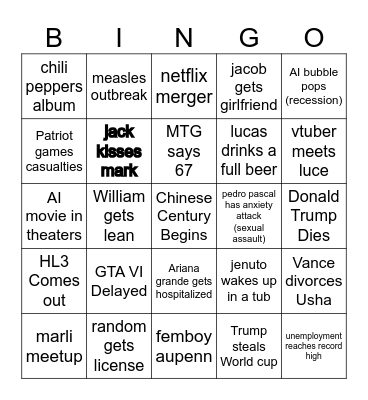 2026 Bingo Card