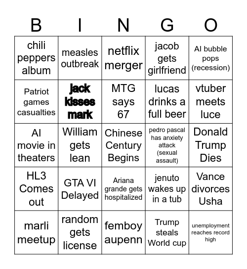 2026 Bingo Card