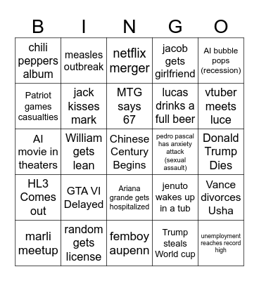 2026 Bingo Card