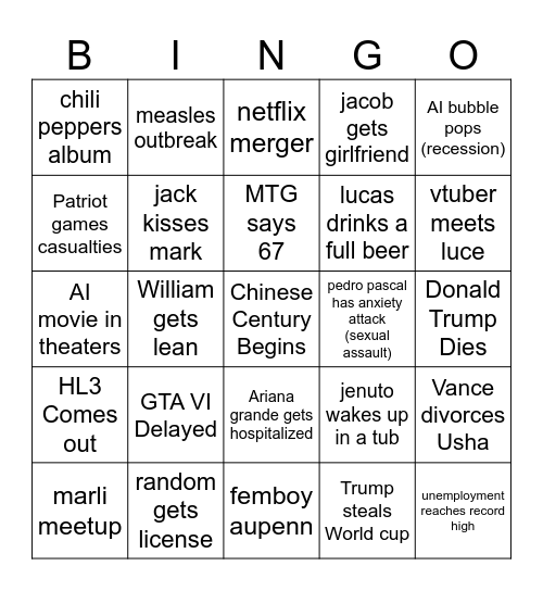 2026 Bingo Card