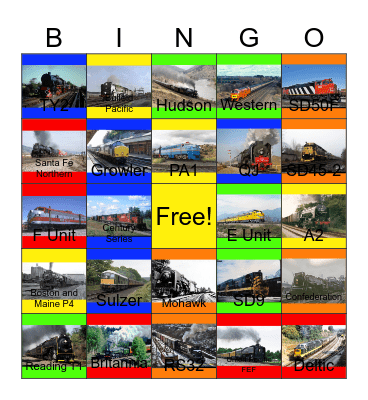 Railroads that I would like to operate a large steam engine with Smoke Deflectors one day Bingo Card