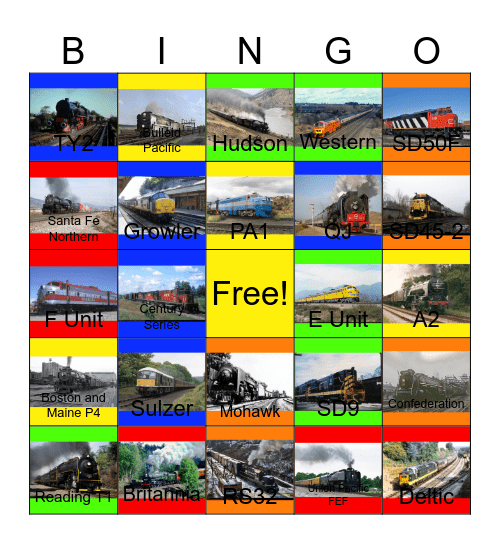 Railroads that I would like to operate a large steam engine with Smoke Deflectors one day Bingo Card