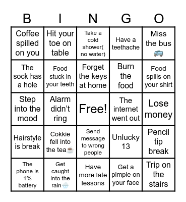 Day of misfortunes Bingo Card