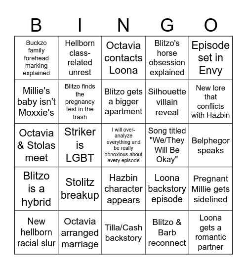 HB S3 Bingo Card