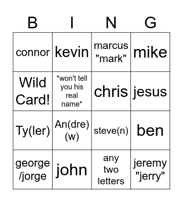 Untitled Bingo Card
