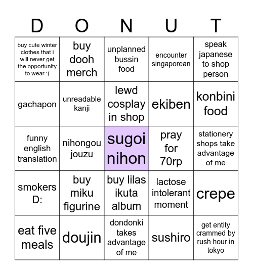 qi xuan in tokyo Bingo Card