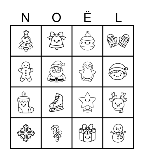 Bingo des Fêtes Bingo Card