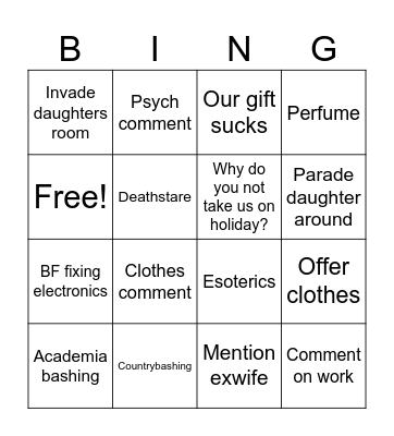 Inlaws bingo Card