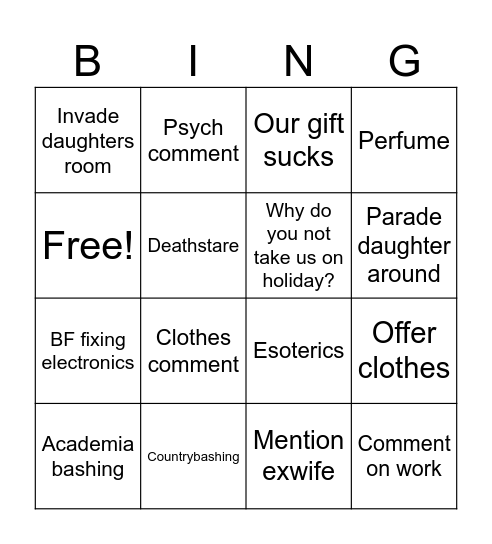 Inlaws bingo Card