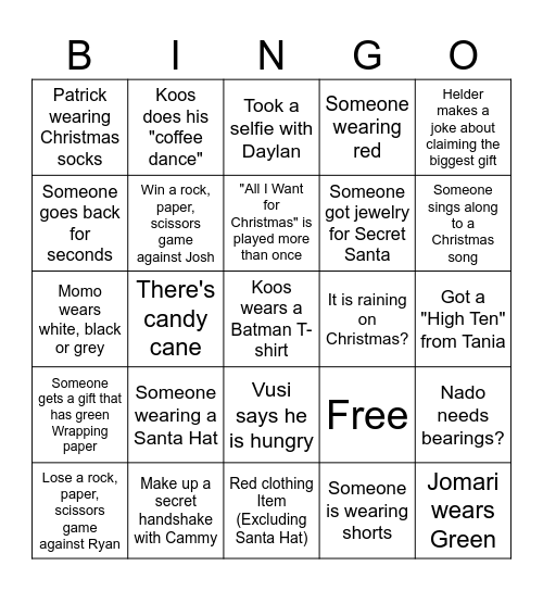 Selepe Christmas Bingo! Bingo Card