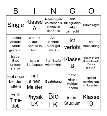 5-Jahres-Abi-Bingo Card