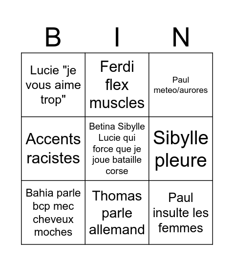 Noël avec les loulous Bingo Card