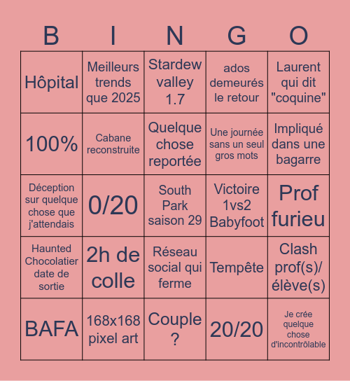 Bingo 2026 Bingo Card