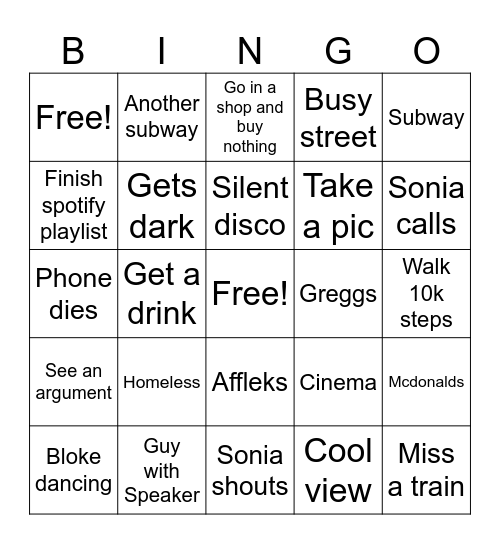 Manchester Bingo Card