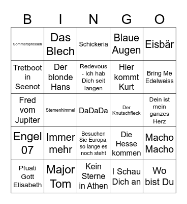 DW Bingo NDW Bingo Card