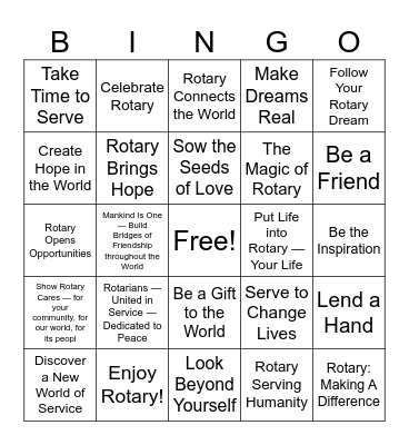 Rotary Bingo Card