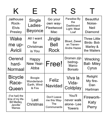 Huurmannen Kerstbingo Card