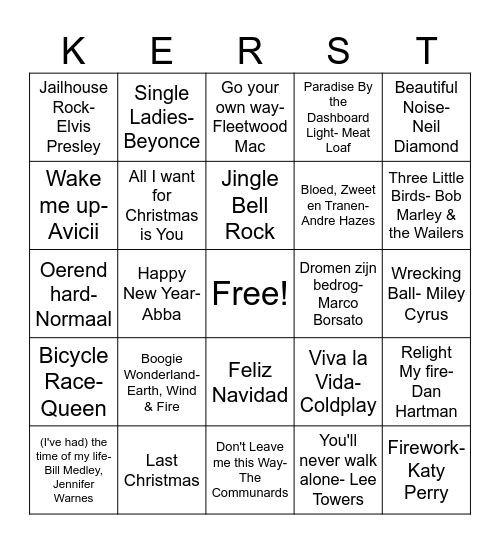 Huurmannen Kerstbingo Card