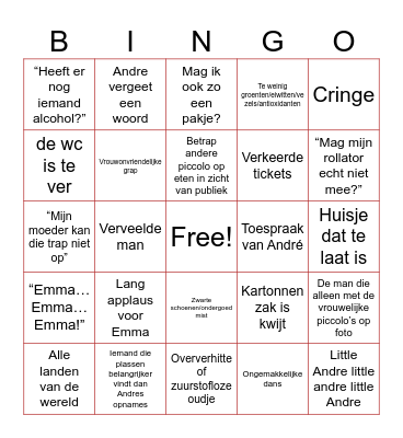 SNS bingo Card