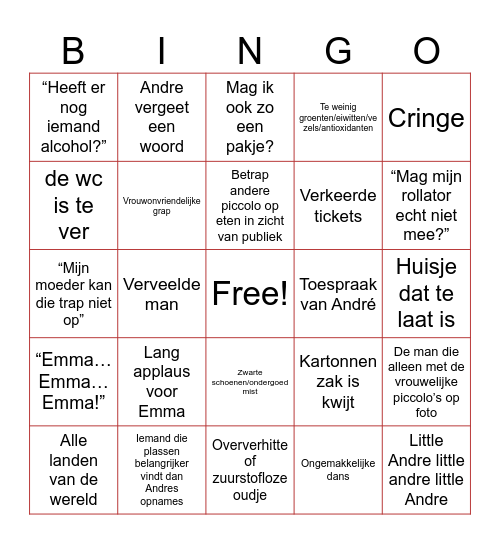 SNS bingo Card