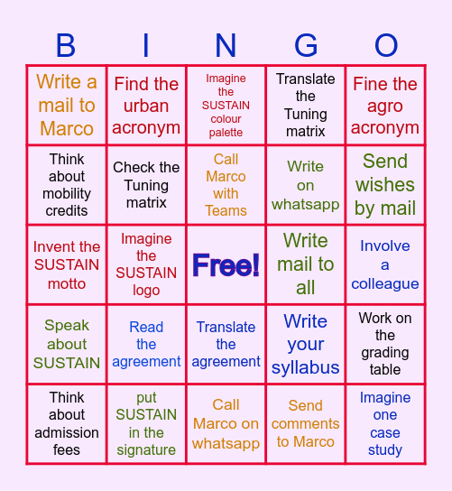 The 2025 SUSTAIN Bingo Card