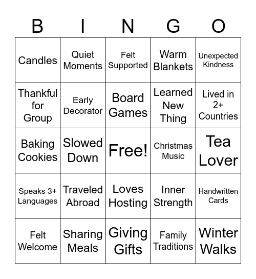 Christmas Bingo & Blessings Bingo Card