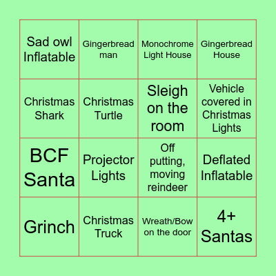 Christmas Light Bingo Card