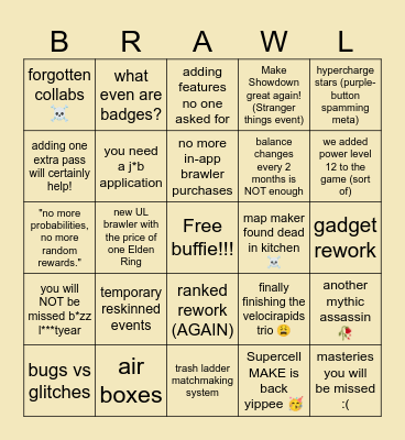Brawl Stars in the BIG 2025 🥀 Bingo Card