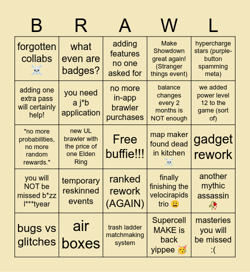 Brawl Stars in the BIG 2025 🥀 Bingo Card