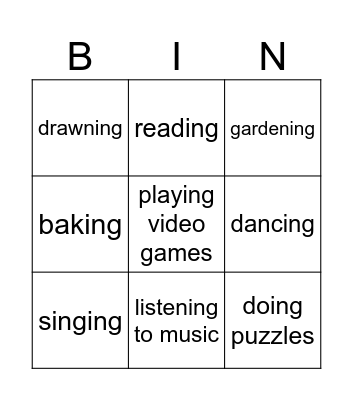 Do you like...? Bingo Card