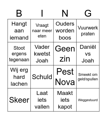 Joah Bingo Card