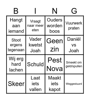 Joah Bingo Card