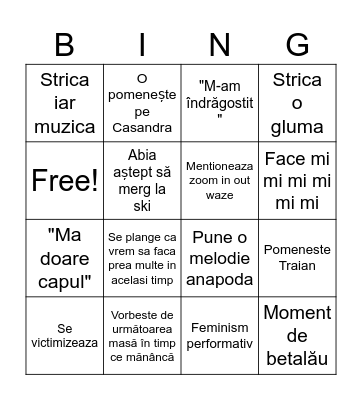 Denis Bingo Card