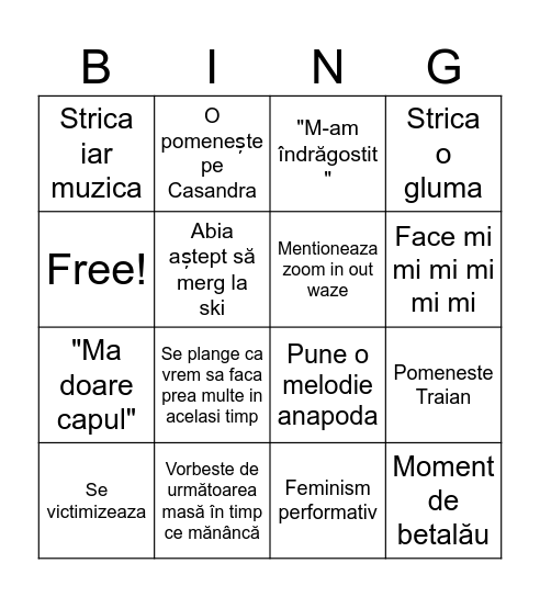 Denis Bingo Card