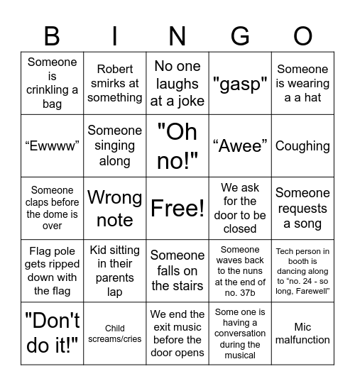 The Sound of Music Bingo Card