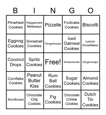 Christmas Cookies 2025 Bingo Card